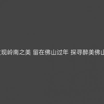 发现岭南之美 留在佛山过年 探寻醉美佛山